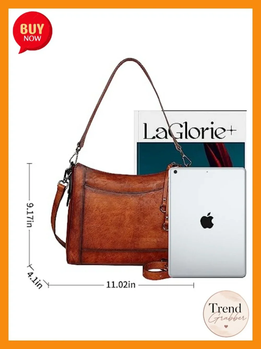 Genuine Leather Crossbody Hobo Purse with Adjustable Straps